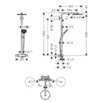 Душевая система Hansgrohe Raindance Select S 240 Showerpipe 27633000 с термостатом, фото №5