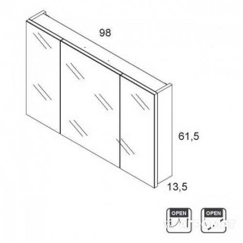 Дзеркальна шафа Royo Nika 19117 100 см білий, фото 3