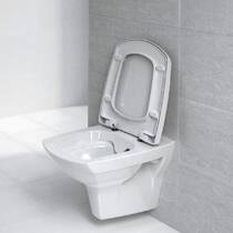 Унитаз подвесной Cersanit Carina CleanOn Set 929 Рама Hi-tec с сидением и кнопкой смыва Presto хром блеск, фото №3