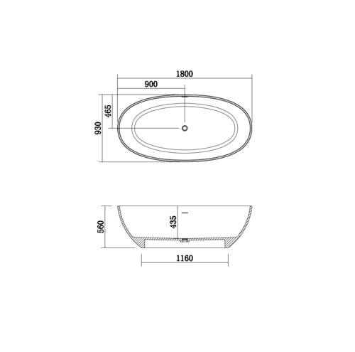 Ванна зі штучного каменю Devit Acqua 18090155W 180х90 см, фото 2