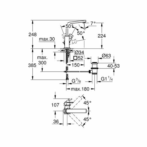 Смеситель для раковины Grohe Eurocube L 23135000, фото 2