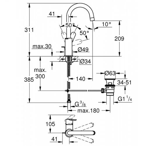 Смеситель для раковины Grohe BauEdge 2376000, фото 2