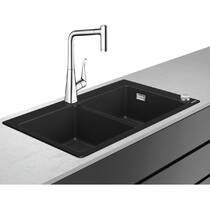 Кухонна мийка Hansgrohe Select 43216000 подвійна зі змішувачем 73806000, фото №1