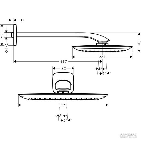 Верхній душ Hansgrohe PuraVida 27437000, фото 2