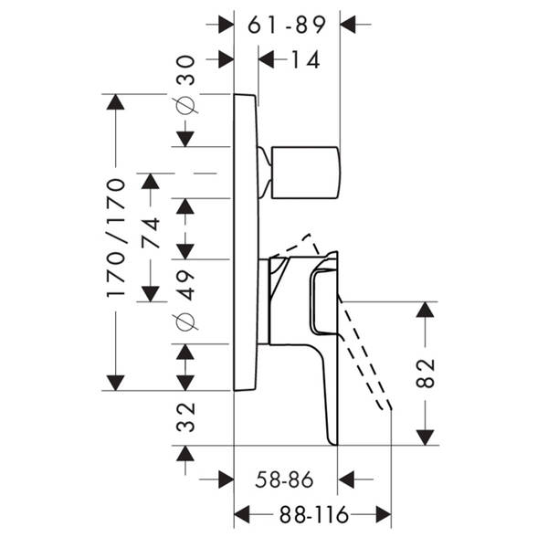 Змішувач прихованого монтажу для ванни/душу Axor Citterio E 36455250 матове золото, фото 2