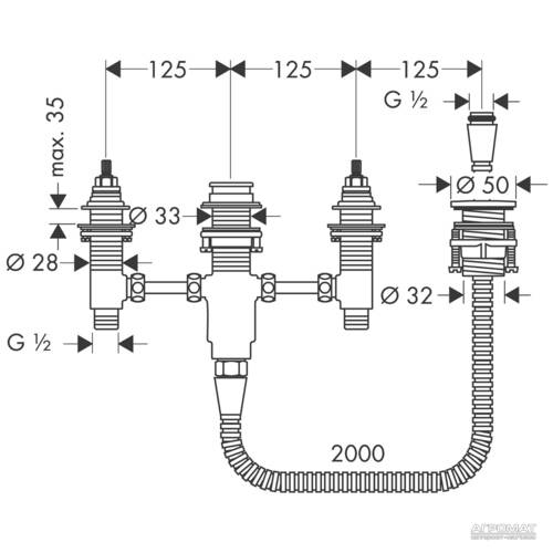 Скрытая часть смесителя для ванны Hansgrohe Metris Classic 13244180, фото 2