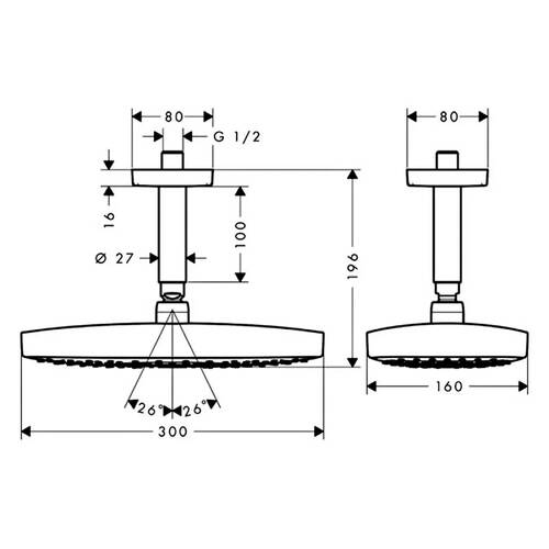 Верхний душ Hansgrohe Raindance Select E 300 2jet 27384400 хром, фото 2
