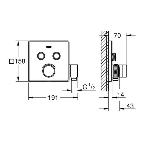 Душевая система скрытого монтажа Grohe Grohtherm SmartControl 3450600А с термостатом, фото 2