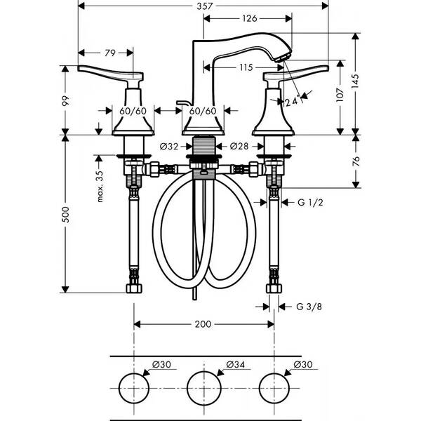 Змішувач для раковини Hansgrohe Metropol Classic 31330090 хром/золото, фото 2