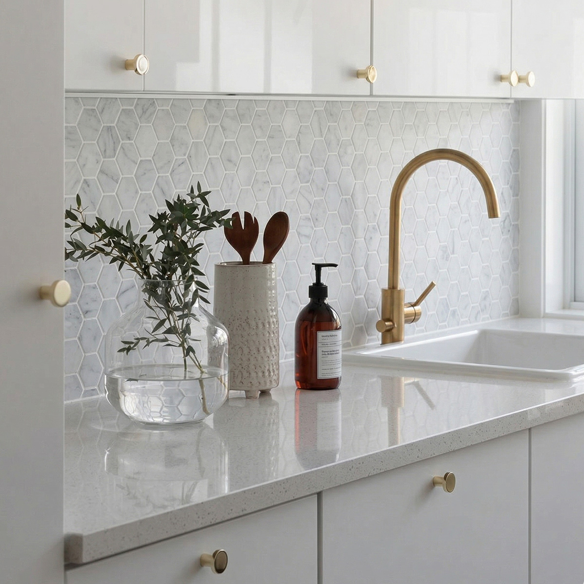 C-MOS HEXAGON BIANCO CARRARA POL (1 сорт)