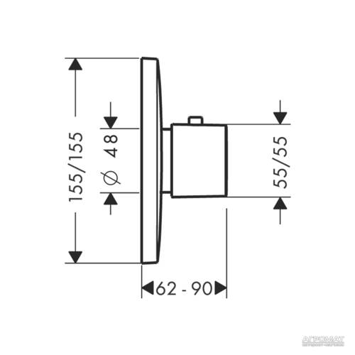 Смеситель скрытого монтажа для душа Hansgrohe PuraVida 15772000 с термостатом, фото 2