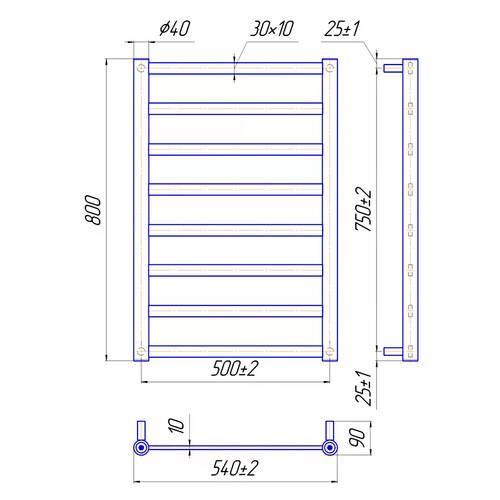 Рушникосушарка водяна Mario Модена 800х540/500 800х540 мм полірована нержавіюча сталь, фото 3