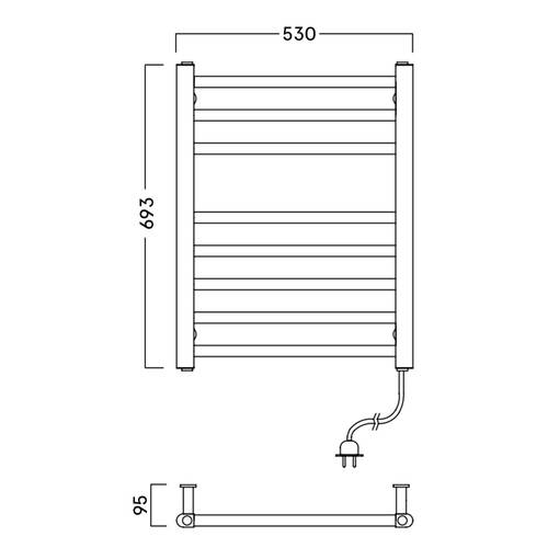 Полотенцесушитель электрический Instal Projekt Viking electro VIKE-50/70 530х700 мм белый 130 Вт, фото 2