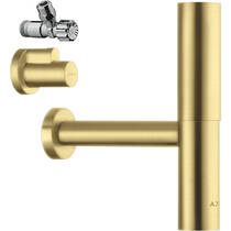 Сифон для раковины колбовый Axor Flowstar 51304950 с двумя угловыми вентилями и крышками, матовая латунь, фото №1