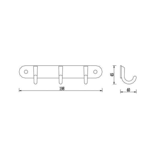 Планка с крючками Аква Родос Глория 05610/8055 3 крючки хром, фото 2