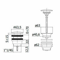 Донний клапан для раковини Paffoni ZSCA050NO 1”1/4 “ Clic-Clac, чорний матовий, фото №2