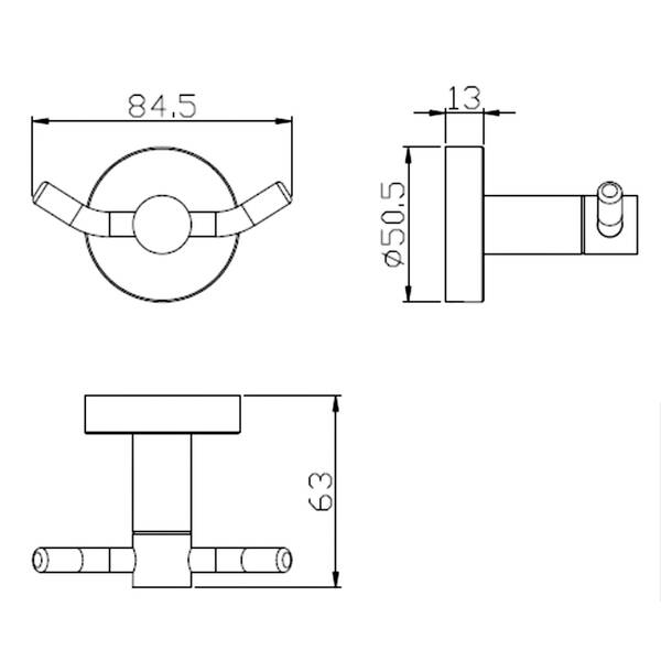 Крючок Genwec Gerunda series GW05 01 04 01 двойной, хром матовый, фото 2