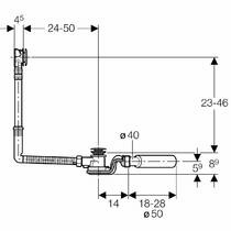 Сифон для ванны Geberit 150.756.21.1 PushControl удлиненный с кнопкой слива, фото №3