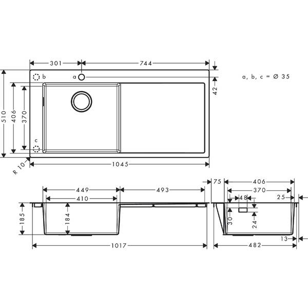 Мийка для кухні Hansgrohe S71 43331800 (S716-F450) сталь, фото 2