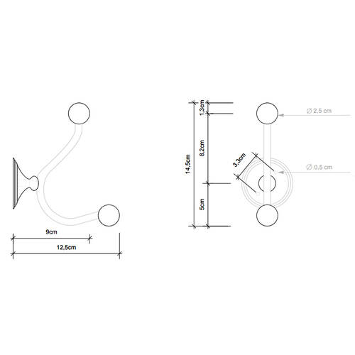 Крючок Decor Walther Classic CL HAK2 0511000 двойной, хром, фото 2