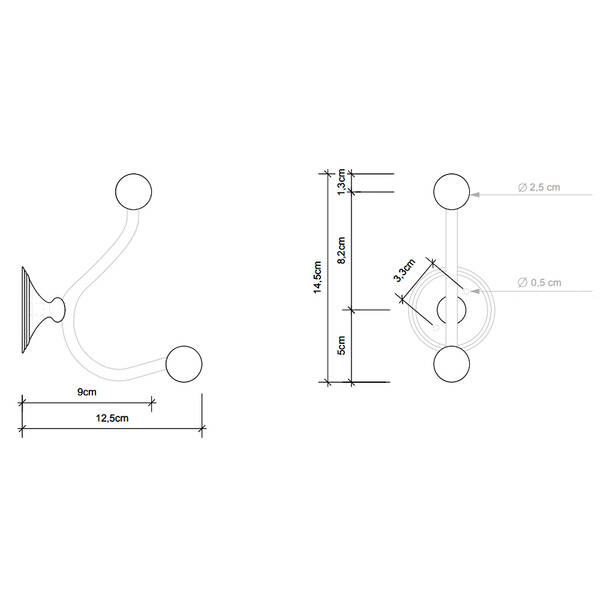Крючок Decor Walther Classic CL HAK2 0511000 двойной, хром, фото 2