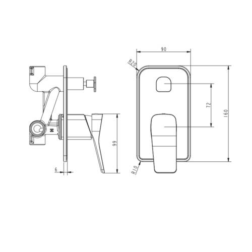 Смеситель скрытого монтажа для ванны Devit Up 810X7120B, фото 2