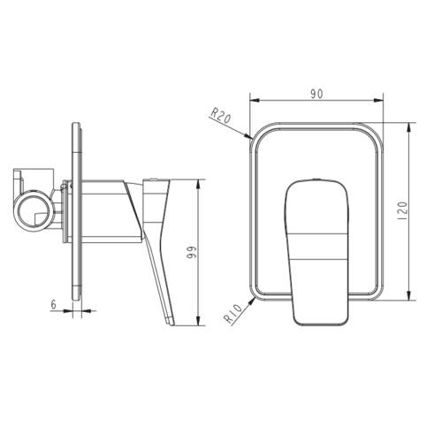 Смеситель скрытого монтажа для душа Devit Up 81017120B, фото 2