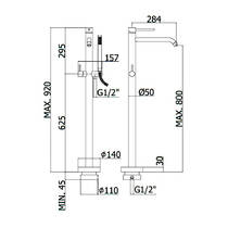Смеситель для ванны Paffoni Light LIG 032 NO напольный с душевым набором, черный матовый, фото №2