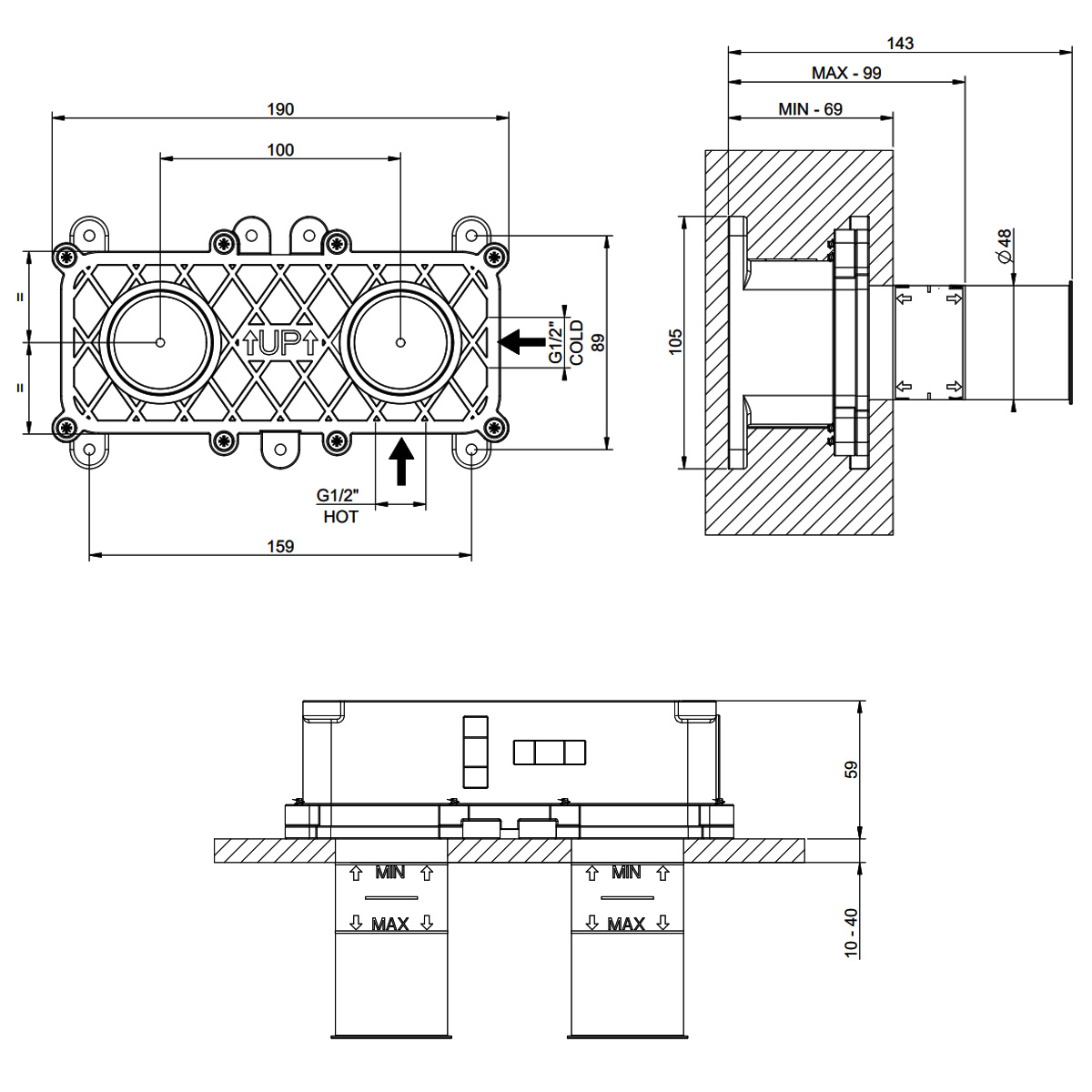54198-239 INCISO Внутрішня частина змішувача, STEEL BRUSHED (1 сорт)