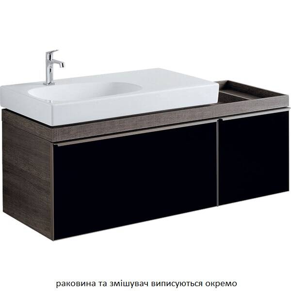 Тумба для раковини Geberit Citterio 500.567.JJ.1 підвісна 90 см сіро-коричневий дуб/чорне скло, фото 1