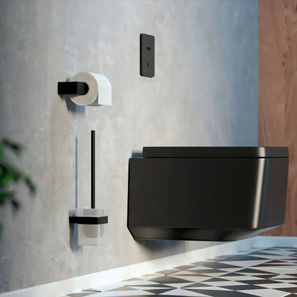 Тримач для туалетного паперу Genwec Pompei GW05 61 04 03 без кришки, чорний матовий, фото 4