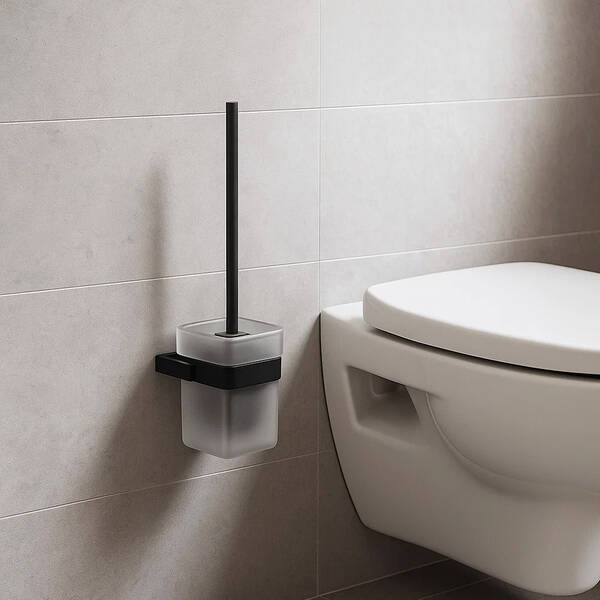 Щітка для унітазу Genwec Pompei GW05 63 04 03 з тримачем чорний матовий, фото 1