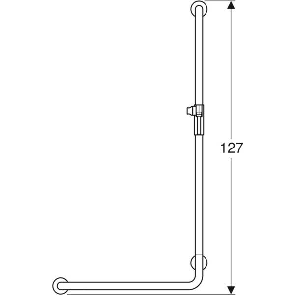 Поручень Kolo Lehnen Funktion L1023512 угловой 90° правый с держателем душевой лейки, нержавеющая сталь волнистая, фото 4