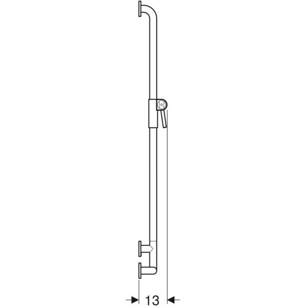 Поручень Kolo Lehnen Funktion L1023512 угловой 90° правый с держателем душевой лейки, нержавеющая сталь волнистая, фото 5
