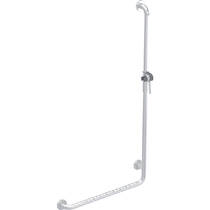 Поручень Kolo Lehnen Funktion L1023512 угловой 90° правый с держателем душевой лейки, нержавеющая сталь волнистая, фото №1