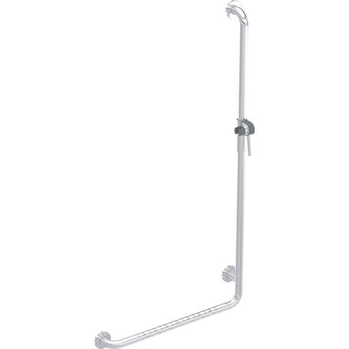 Поручень Kolo Lehnen Funktion L1023512 угловой 90° правый с держателем душевой лейки, нержавеющая сталь волнистая, фото 1