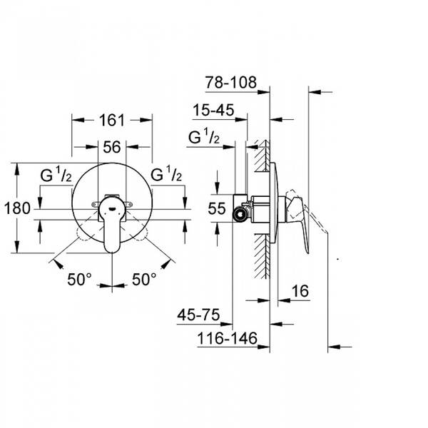 Змішувач для душу прихованого монтажу Grohe BauEdge 29078000, фото 2