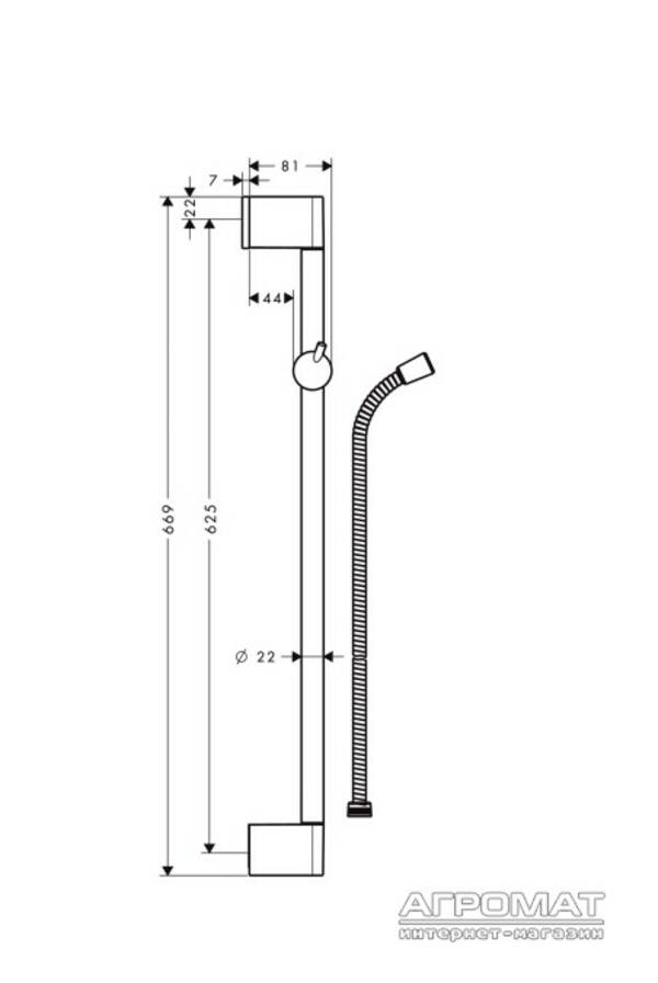 Душова штанга Hansgrohe Unica 27615000 зі шлангом для душу, фото 2
