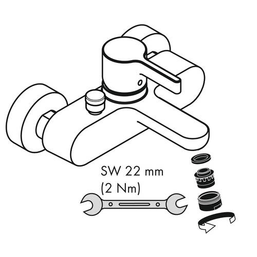 Аэратор Hansgrohe QuickClean 13914000 M24x1 без регулятора давления воды для излива ванны, фото 2