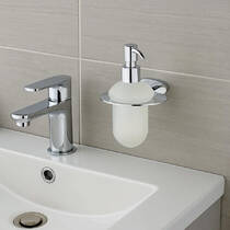 Дозатор для рідкого мила Devit Prestige 8050124SD з тримачем хром/білий, фото №3