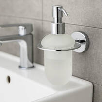 Дозатор для рідкого мила Devit Prestige 8050124SD з тримачем хром/білий, фото №1