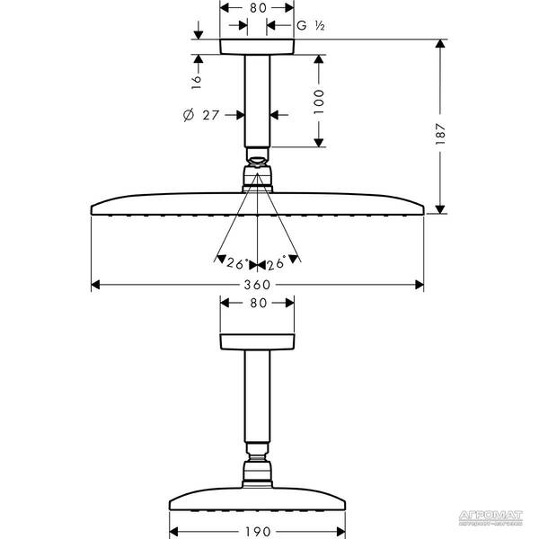 Верхний душ Hansgrohe Raindance E 27381000, фото 2