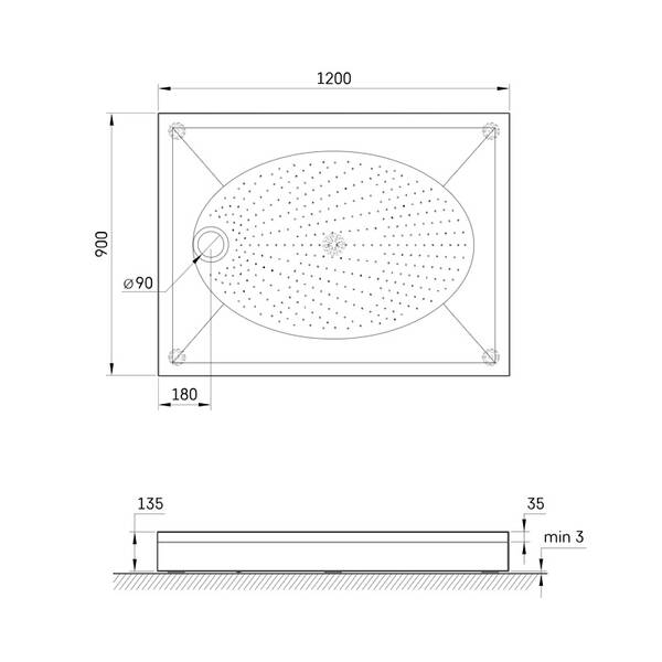Душевой поддон из искусственного камня Paa ART KDPART90X120/00 90х120см прямоугольный белый глянец, фото 2