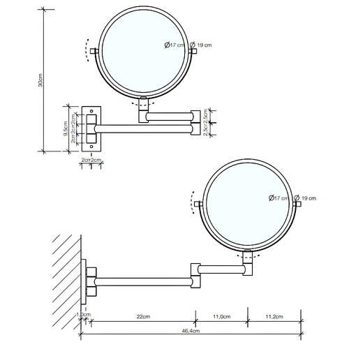 Косметичне дзеркало Decor Walther SPT 33 0110960 зі збільшенням 5х, чорний матовий, фото 2