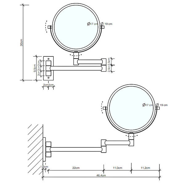 Косметичне дзеркало Decor Walther SPT 33 0110960 зі збільшенням 5х, чорний матовий, фото 2