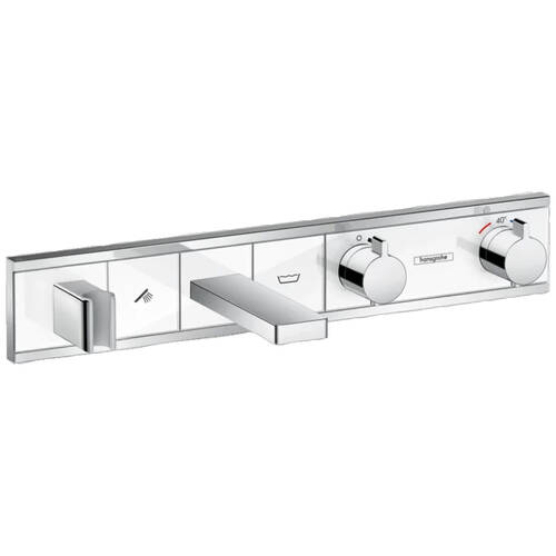 Змішувач прихованого монтажу для ванни Hansgrohe RainSelect 15359400 з термостатом, на 2 функції, білий/хром, фото 1