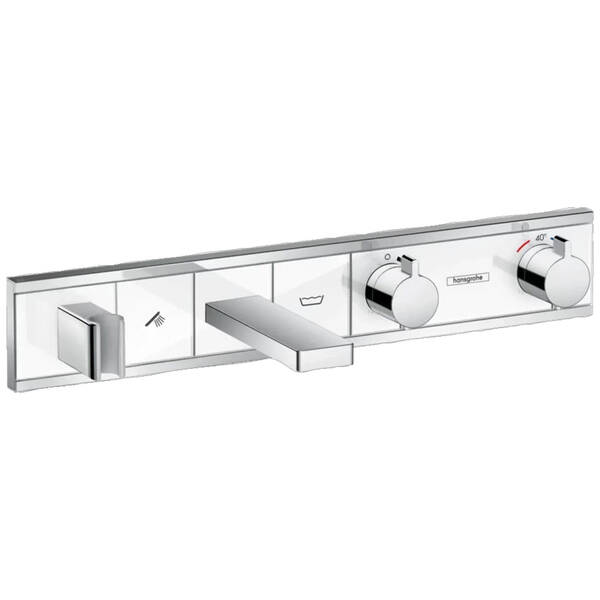 Змішувач прихованого монтажу для ванни Hansgrohe RainSelect 15359400 з термостатом, на 2 функції, білий/хром, фото 1