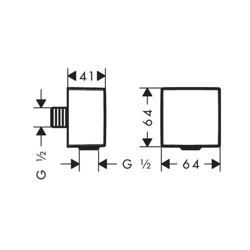 Шлангове підключення Hansgrohe FixFit Square 26455670 зі зворотнім клапаном, чорний матовий, фото 2
