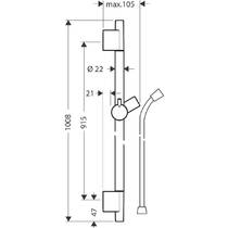 Душова штанга 90 см Hansgrohe Unica S Puro 28631670 з тримачем-слайдером та душовим шлангом 160 см, чорний матовий, фото №2