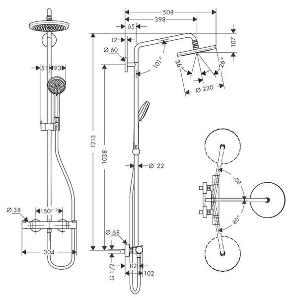 Душевая система Hansgrohe Croma 27185000 с термостатом, фото 2